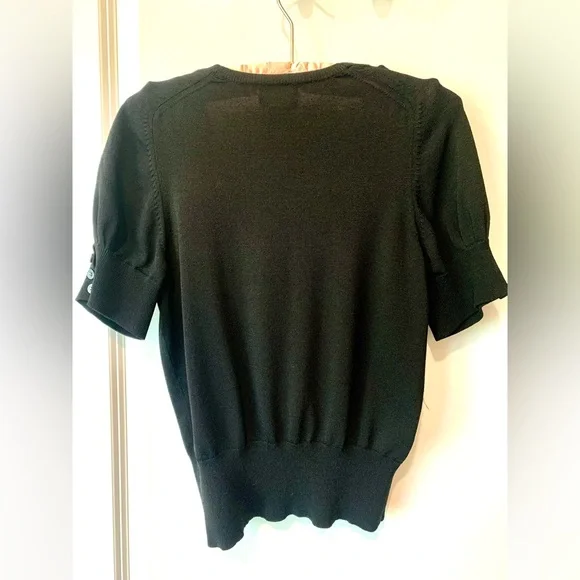 Banana Republic Black V Neck Short Sleeve Button Up Cardigan - Picture 3 of 4